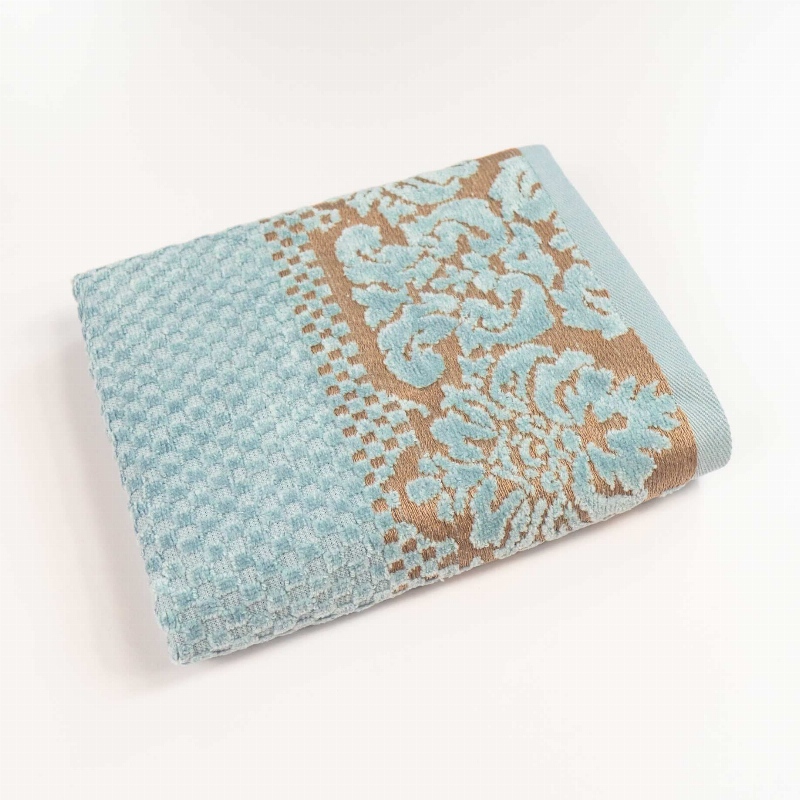 Рушник махровий для обличчя та рук 40x70см Damask Преміум якості Жакардове з велюром 550г/м2 GM Textile (М'ятний)